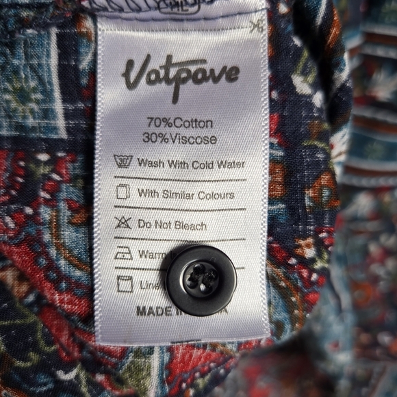 VATPAVE Men's Colorful Patchwork Button Down Shirt - Picture 4 of 4
